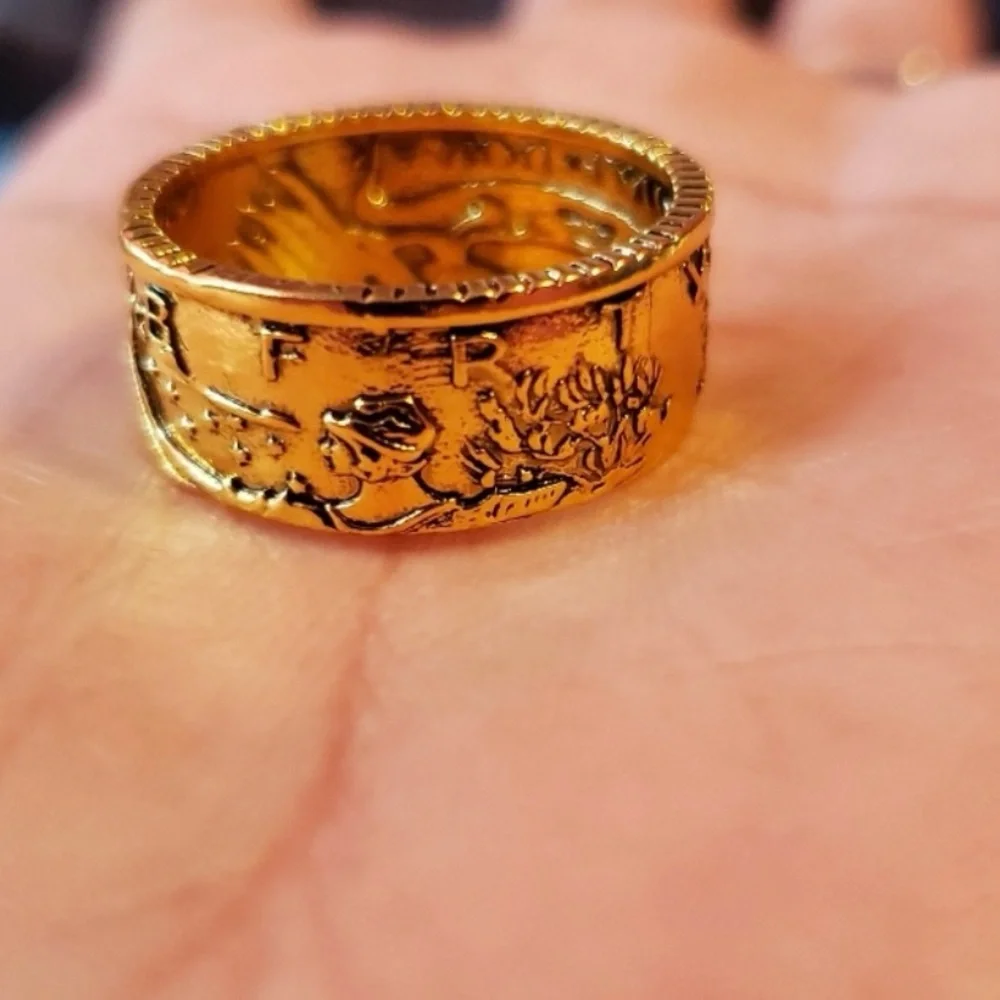 Brand New Vintage Golden Half Dollar Coin Ring